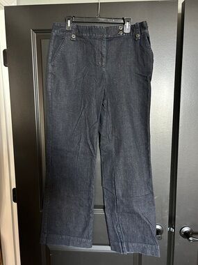 Talbots Dark Wash Wide Leg Trouser Jeans size 14L